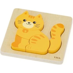 Viga Toys Дървен пъзел Viga Toys - Коте, 5 части (44840) - baby