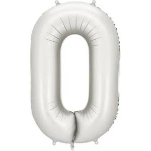 Party Deco Матиран Фолиев Балон Цифри Сребро 86 см - 0 (fb1s-0-018)