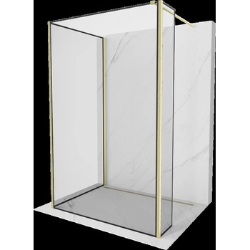 Mexen Kioto стена за душ Walk-in 120 x 110 x 40 см, черен модел, златна четка - 800-120-110-221-55-70-040 (800-120-110-221-55-70-040)