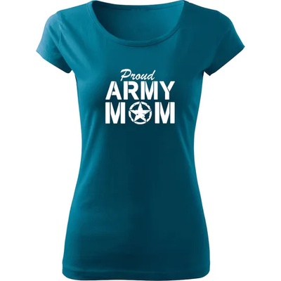 DRAGOWA дамска тениска, Army Mom, петролено синя, 150г/м2 (6495)