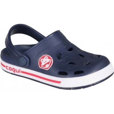 Coqui Froggy tmavo modrá červená biela detské sandále