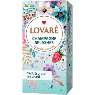LOVARÉ Champagne Splashes černý a zelený čaj 24 ks