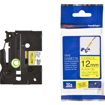 TZE-FX631 čierna na žltej flexibilná 12 mm