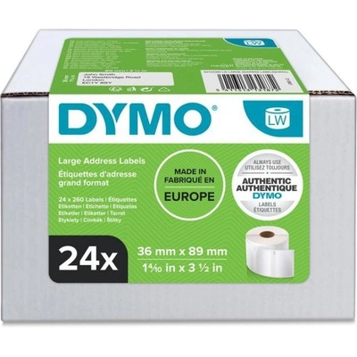LW promo balenie - velké adresné štítky, biely papier, 89x36mm /24 roliek