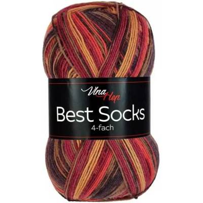 Vlna-Hep Best Socks 4-fach 7316 hnědá-vínová-hořčice
