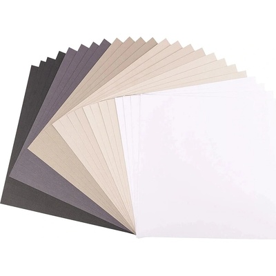FLORENCE Jednobarevné Cardstock Paper Texture / Black 6 ks