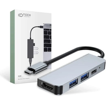 Image 1 of Tech-Protect USB-C Hub 4in1 v2 - USB-C хъб за свързване на допълнителна периферия за компютри и лаптопи с USB-C порт (тъмносив)