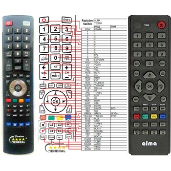 GENERAL ALMA T-2000 - съвместимо дистанционно управление на марката General (T-2000)
