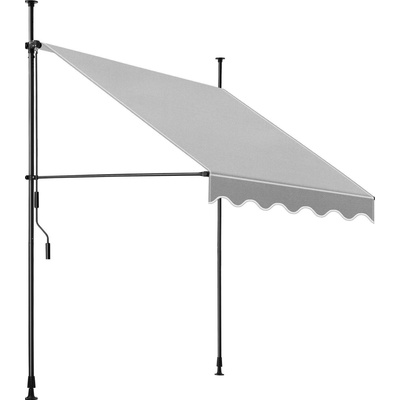 Tectake Upínací markýza s ruční klikou, výškově nastavitelná 150 x 180 cm, světle šedá