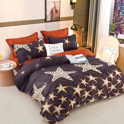 EmonaMall Двулицево спално бельо с ластик (размер за приста) EmonaMall, 4 части - Модел S16994 (S16994-6666f6)