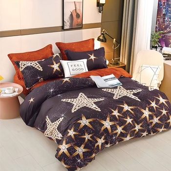 EmonaMall Двулицево спално бельо с ластик (размер за приста) EmonaMall, 4 части - Модел S16994 (S16994-6666f6)