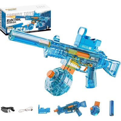 BATTLE Elektrická vodní pistole UMP45 – světelné efekty, dostřel 8–10 m, 350 ml zásobník, modrá