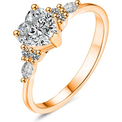 Olivie Stříbrný prsten MOISSANITE SRDCE ROSE 9838