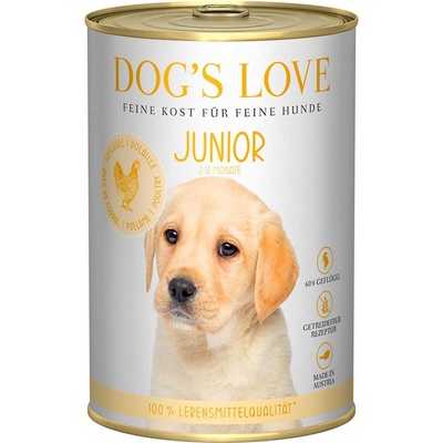 Dog's Love Junior drůbeží s cuketou a jablkem 6 x 400 g