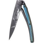 DEEJO 1gb158 tattoo black blue beech / Ултралеко джобно ножче с дръжка от синьо буково дърво (1gb158)