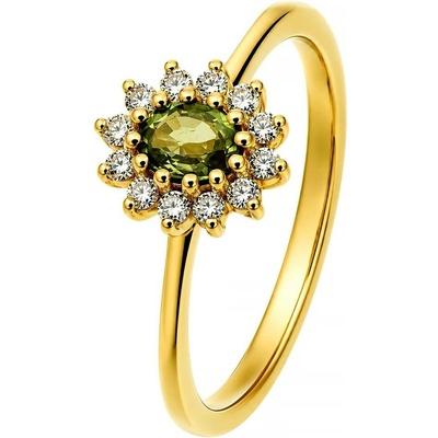 Zlaton Prsten žluté zlato se safírem a diamanty N07042602507