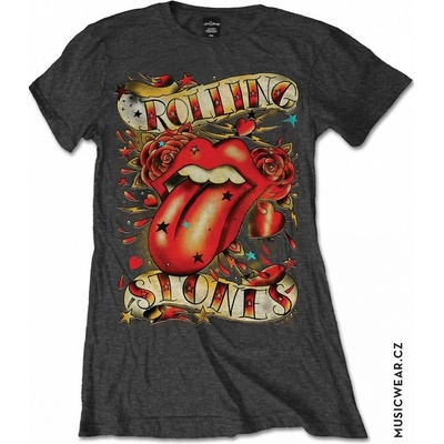 Rolling Stones tričko Tongue & Stars Grey dámské – Zboží Dáma