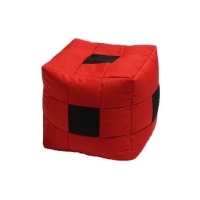 Pufrelax Пуф 130л. , Табуретка Куб XL - Black Spotted Cube, Перящ се калъф, Пълнеж от Полистиролни перли, за открито