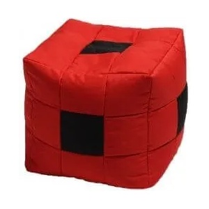 Pufrelax Пуф 130л. , Табуретка Куб XL - Black Spotted Cube, Перящ се калъф, Пълнеж от Полистиролни перли, за открито