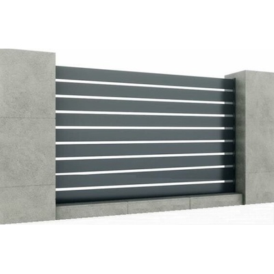 Hliníkový plot 1,7x2,5 m s obdĺžnikovou - latovou výplňou 20x120 a adaptérom 40x34, Antracit R7016
