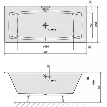 Polysan KVADRA SLIM 170 x 80 cm 18611S