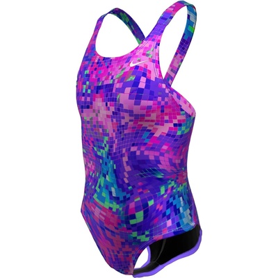 Nike Юношески бански костюм Nike Multi Print HydraStrong Swimsuit Junior - Violet