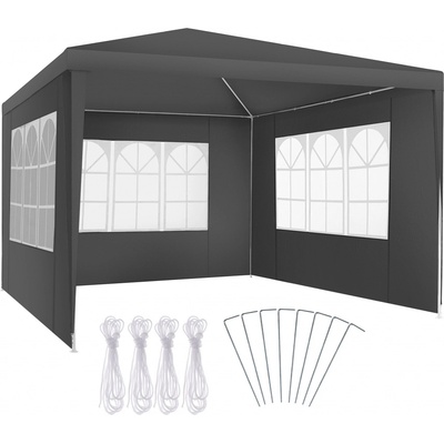 tectake 405966 pavilon barinas se 3 bočními díly, vodotěsný, 3x3m šedá