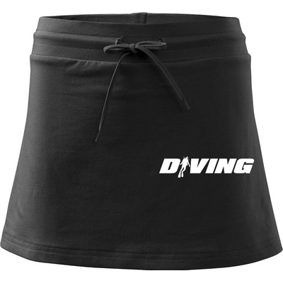 Diving nápis potápač športová sukňa Two in One čierna