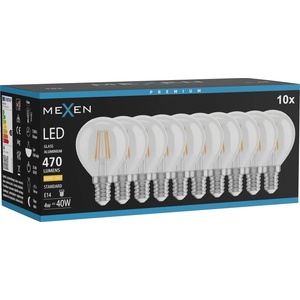 Mexen Vintis 10x LED филаментна крушка E14, G45, 4W, Топла - 2700K, 470 lm, прозрачна (L156-E14-0427-00x10)