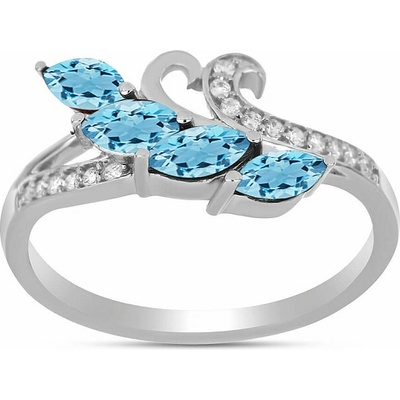 Nefertitis Prsten stříbrný s Blue Sky topazem a zirkony 026347 BT