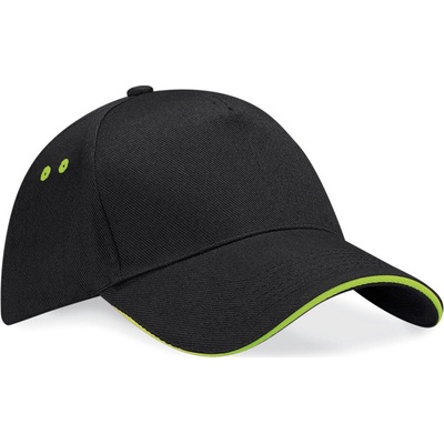 Beechfield B 15C sandwich 5 panelová COT53015Cd8299-black/lime Černá/lime zelená