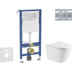 Geberit Duofix - Комплект за вграждане в стена, тоалетна чиния Nefia и седалка с плавно затваряне, бутон Delta01, лъскав хром SANI11CA1163 (SANI11CA1163)