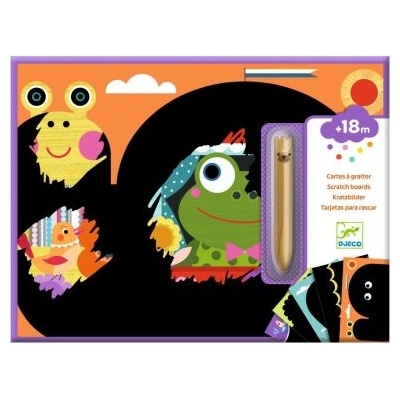 DJECO Игрален комплект - Скреч карти забавни животни - Djeco (DJ00042)