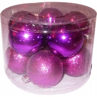Top Gifts Vianočné Ozdoby nerozbitné FIALOVÉ 6cm. V tube 10 ks