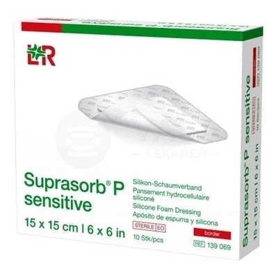 Suprasorb p Sensitive silikónový penový obväz 15 x 15 cm 10 ks