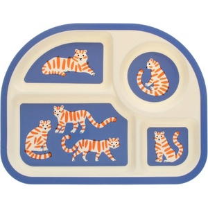 Rex London Синя/бежова пластмасова детска чиния 21x27 cm Tiger - Rex London (32083)