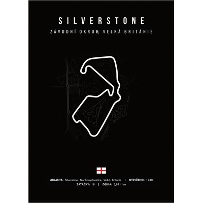 Jen tak z lásky Plakát Závodní okruhy Rozměr plakátu: 30 x 40 cm, Závodní okruh: Silverstone, Barevná varianta: Černá