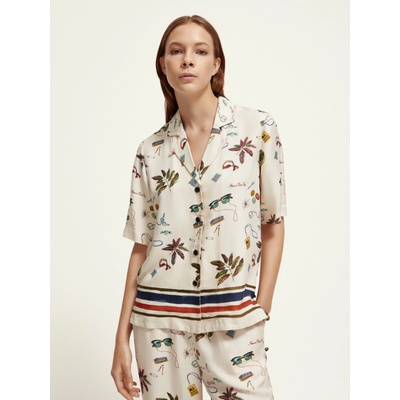 Scotch & Soda Кремава дамска риза с шарки Scotch & Soda Scotch & Soda | Byal | ЖЕНИ | L