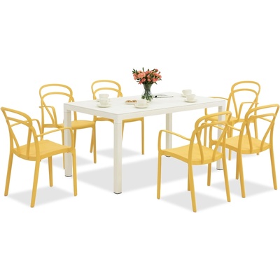 BICA Комплект градински мебели King/Vague в бяло и оранжево за 6 души Bica (BC440BL-6xBC312TU)