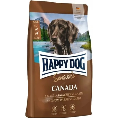 Happy Dog Sensible Canada - храна за чувствителни млади кучета и за активни възрастни кучета, със заешко, сьомга, агнешко, картофи 1 кг, Германия - 3583
