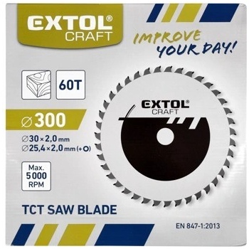 EXTOL CRAFT Kotouč pilový s SK plátky, 250x1,8x30mm, 60T, šířka SK plátku 3,1mm
