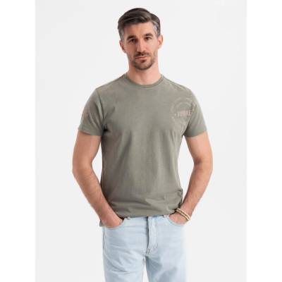 Ombre military-style printed cotton T-shirt light olive khaki