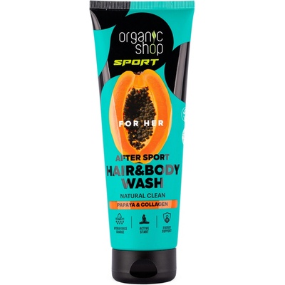 ORGANIC SHOP SPORT Dámský sprchový gel na vlasy a tělo Papája a kolagen 200 ml