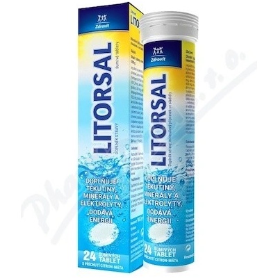 Zdrovit Litorsal s příchutí citron-máta 24 šumivých tablet