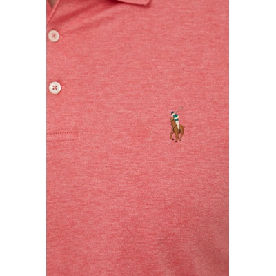 Ralph Lauren Памучна тениска с яка Polo Ralph Lauren в розово с изчистен дизайн 710704319 (710704319)