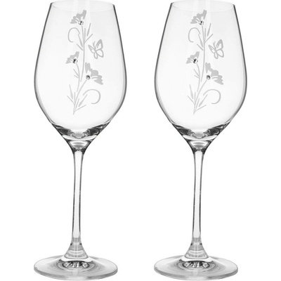 Preciosa Sklenice na víno s krystaly Flower 2 x 470 ml