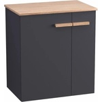 Krofam Черен комплект шкафове Krofam e-L_WOOD 59 см, кафяв плот Krofam e-L_WOOD 61 см (139-0207+139-0054)