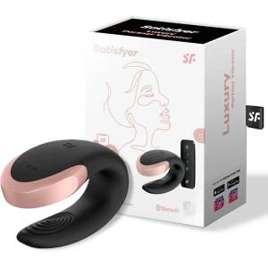 Satisfyer Луксозен черен вибратор за двойки с APP Satisfyer Double Love