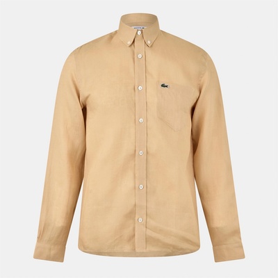 Lacoste Риза Lacoste Men's Long-Sleeve Plain Shirt - Beige
