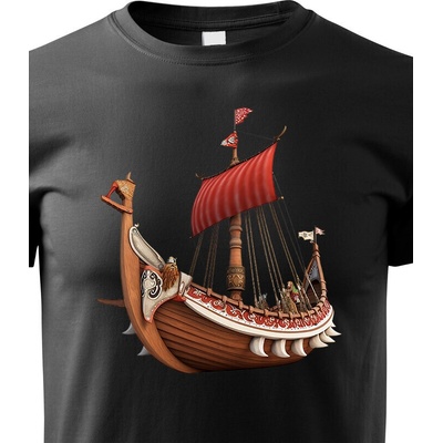 Dětské tričko Vikingská loď Černá Canvas Dětské tričko Bezvatriko.cz 1978